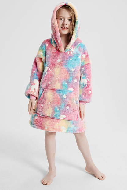 Luminous Pattern Oversize Long Sleeve Fuzzy Hoodie-Jewearrings