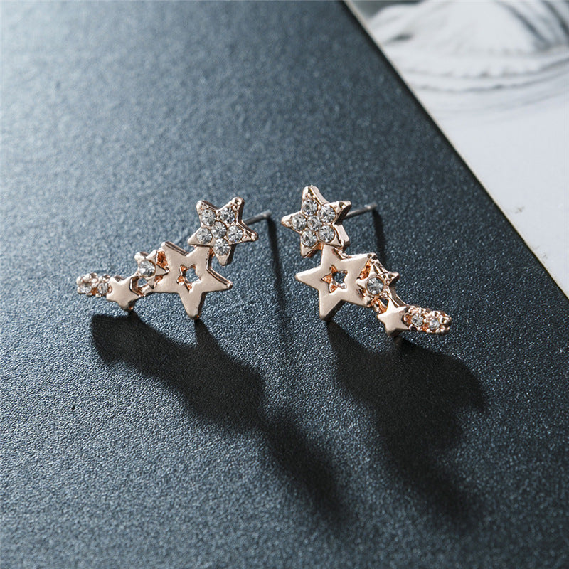 Korean Version Of Simple Fashion Zircon Star Ear Clip Earrings-Jewearrings