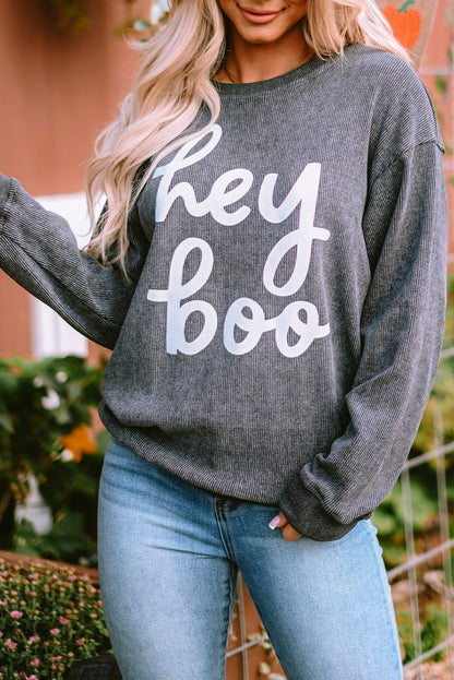 Round Neck Dropped Shoulder Letter Graphic Sweatshirt-Jewearrings