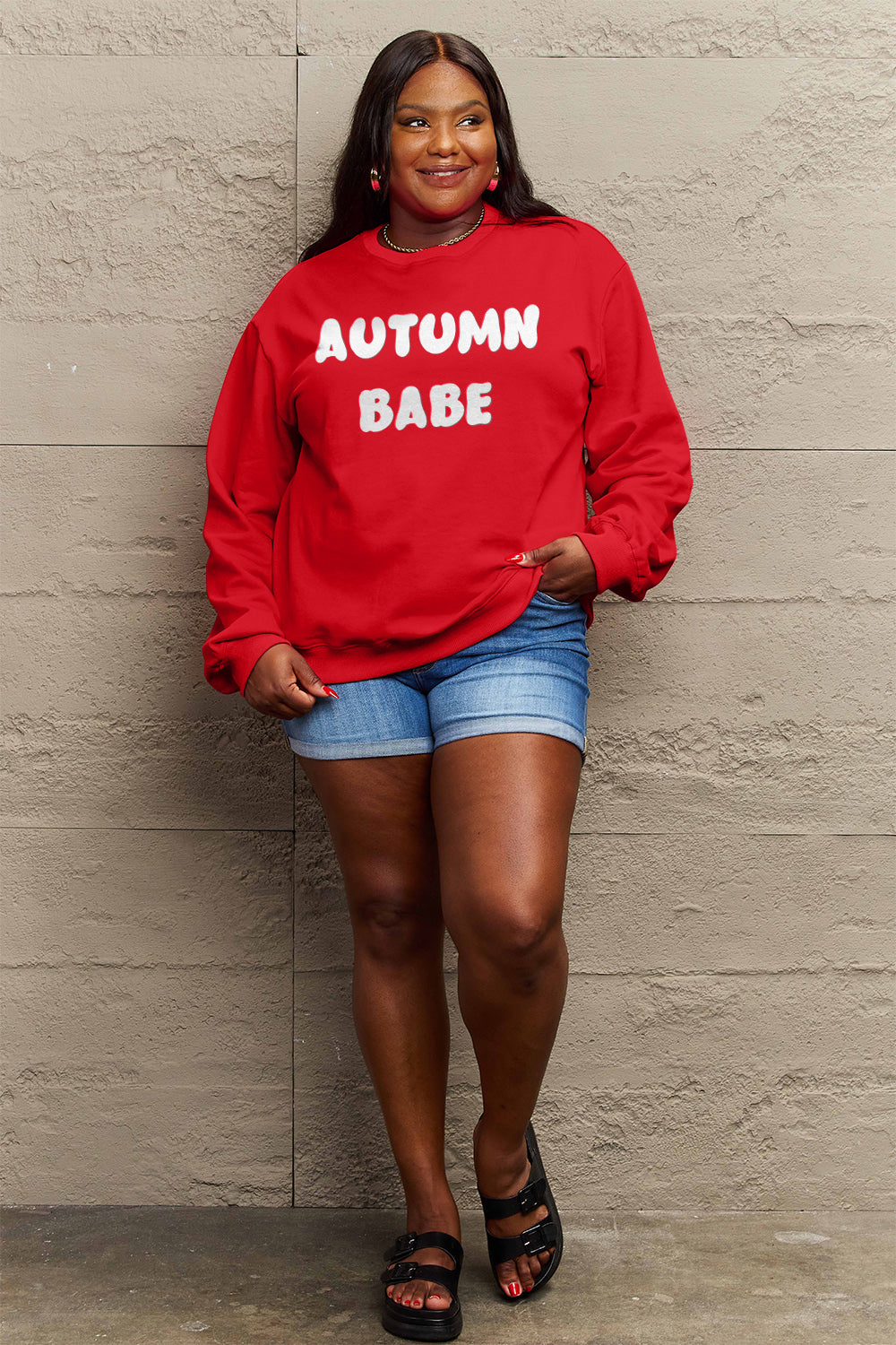 Simply Love Full Size AUTUMN BABE Graphic Sweatshirt-Jewearrings