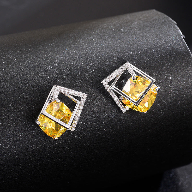 Vintage Luxury Champagne Gold Square Earrings-Jewearrings