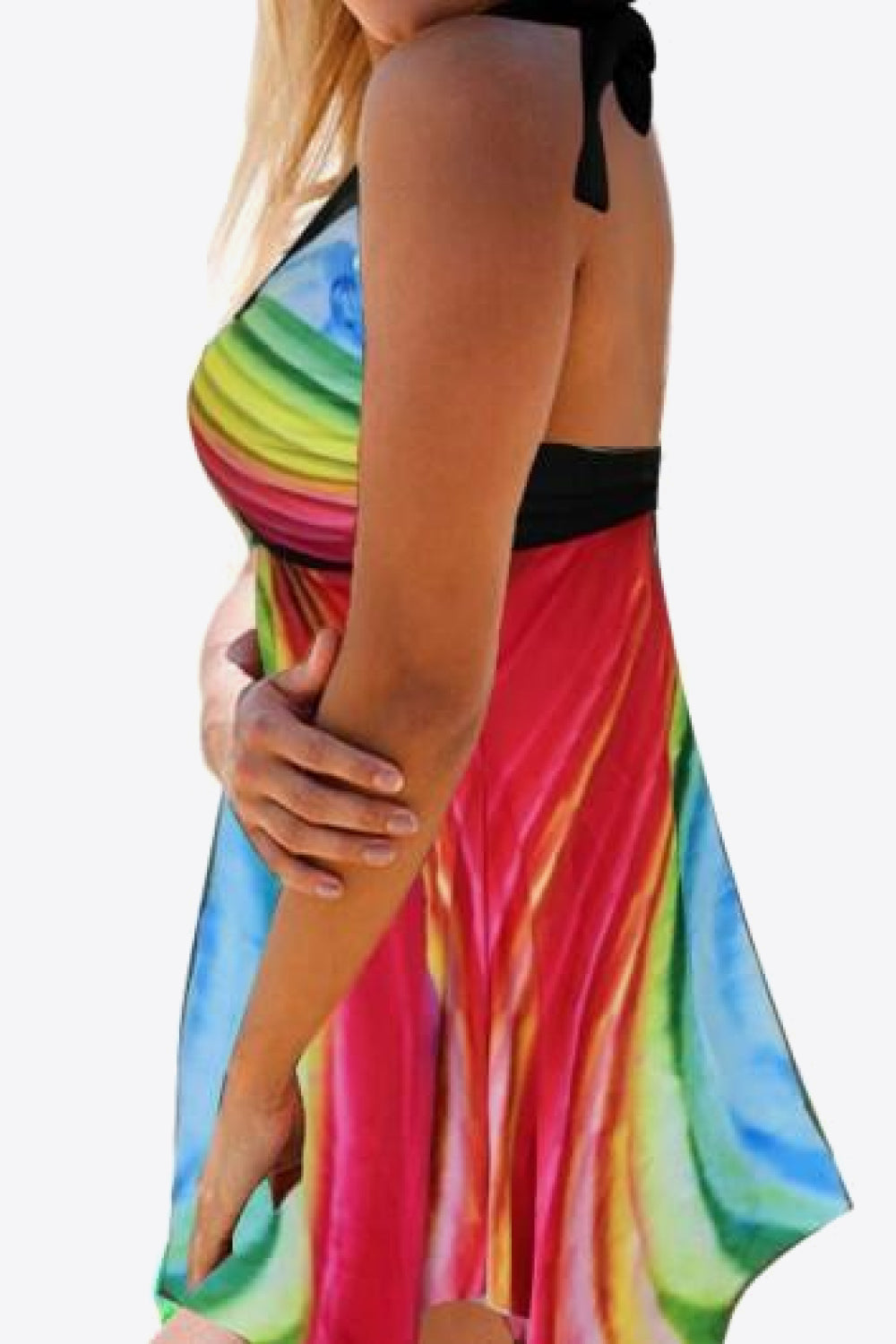 Multicolored Halter Neck Two-Piece Swimsuit-Jewearrings