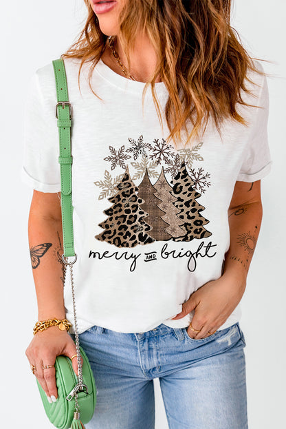 Christmas Tree Graphic Short Sleeve T-Shirt-Jewearrings