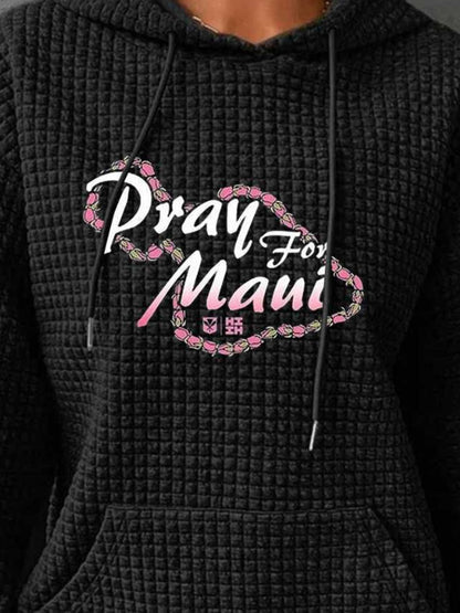 Full Size PRAY FOR MAUI Graphic Drawstring Long Sleeve Hoodies-Jewearrings