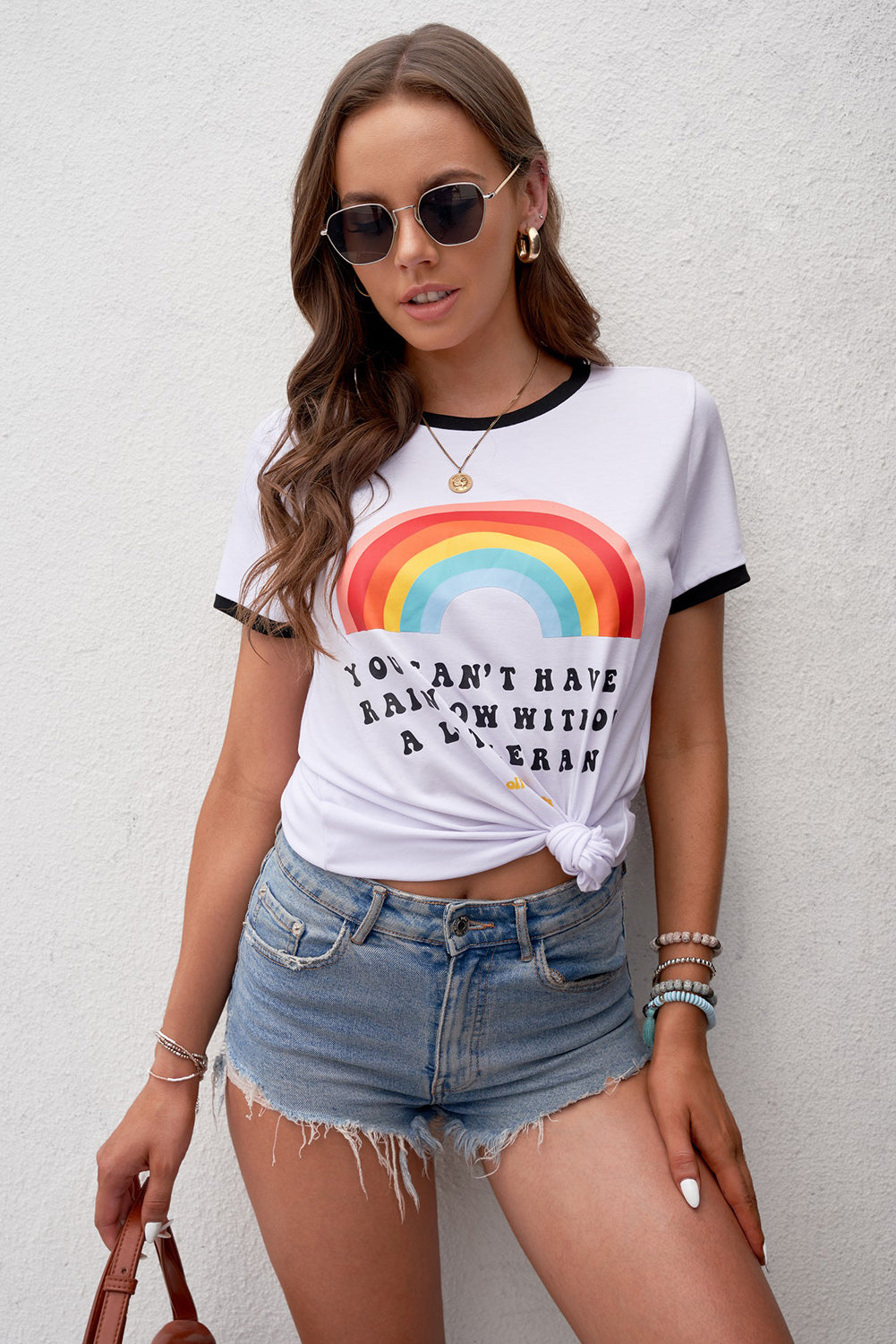 Rainbow Graphic Short Sleeve Tee-Jewearrings