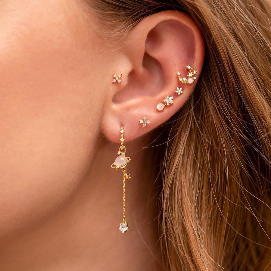 Zircon Chain Stud 925 Silver Pin Earrings Set-Jewearrings