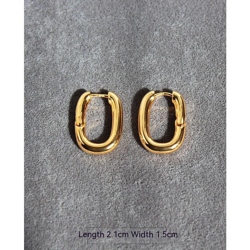 Women's Fashion Brass Gold Plated U Shaped Earrings-Jewearrings