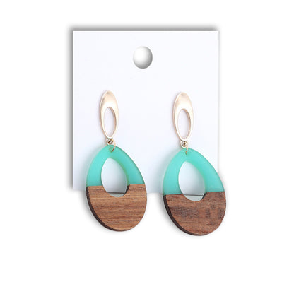 Wooden Patch Earrings Simple All Match Water Drop Stud Earrings For Women-Jewearrings