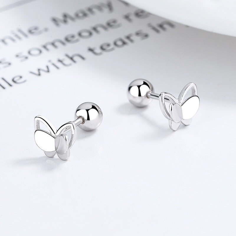 925 Sterling Silver Sweet Double Butterfly Thread Stud Earrings-Jewearrings