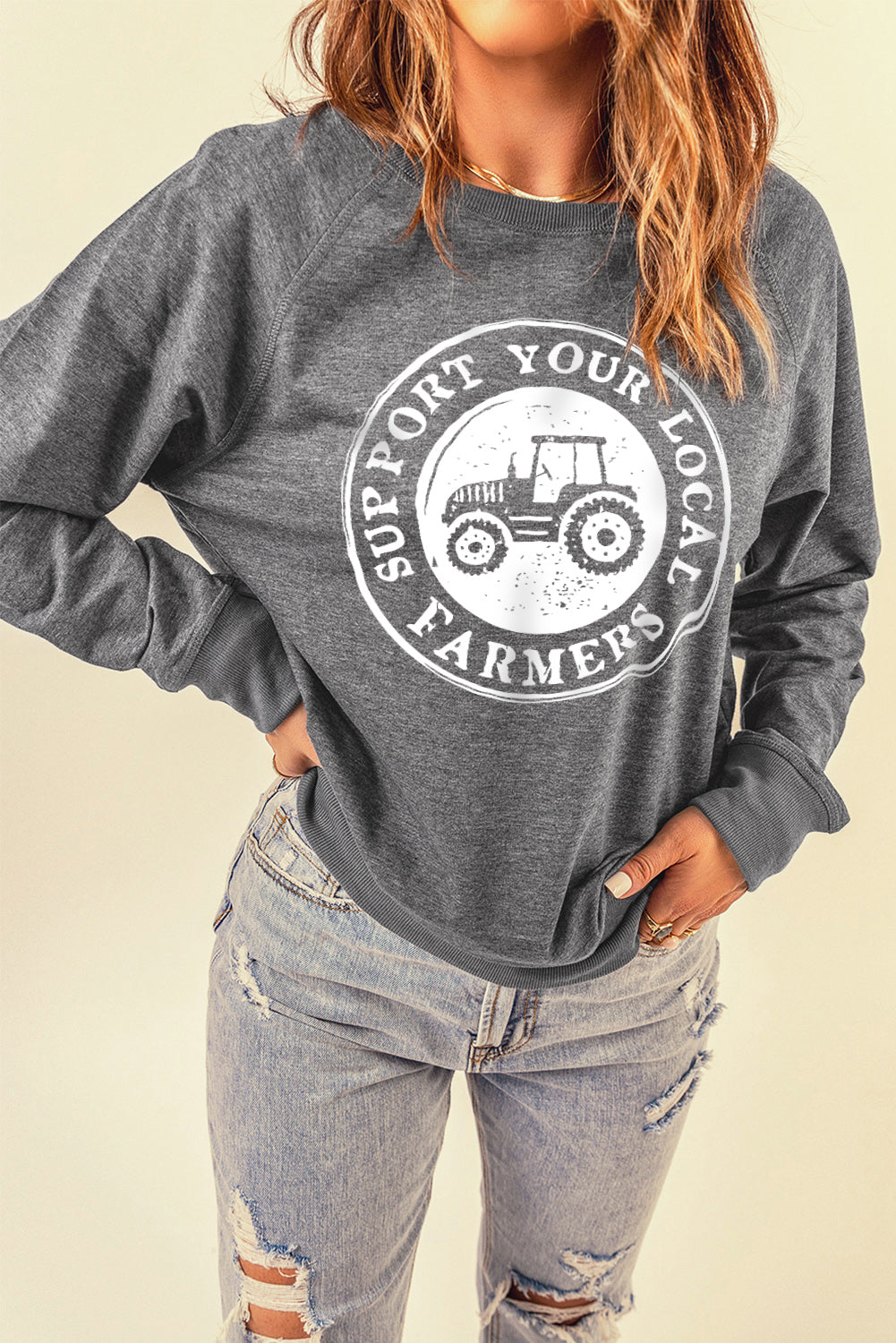 SUPPORT YOUR LOCAL FARMERS Graphic Sweatshirt-Jewearrings