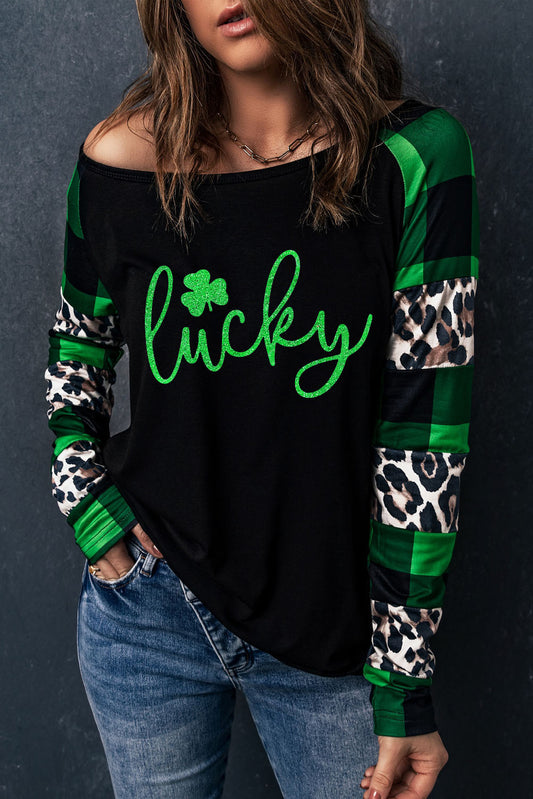 LUCKY Plaid Long Sleeve T-Shirt-Jewearrings