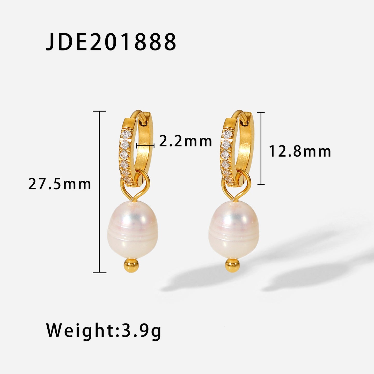 Women's 18K Gold Stainless Steel Fashion Pearl Earrings-Jewearrings