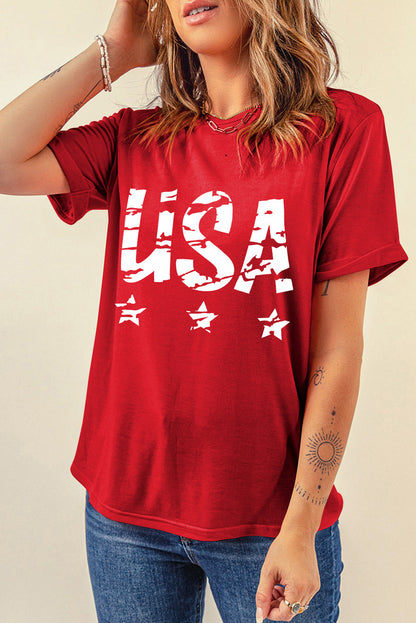 USA Round Neck Short Sleeve T-Shirt-Jewearrings