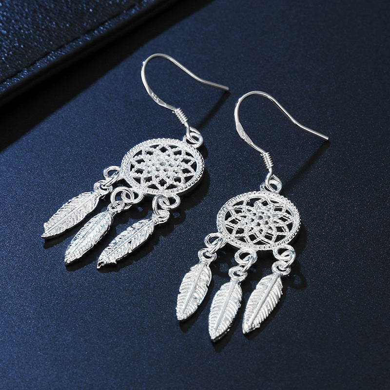 Women's Dreamcatcher Copper Plating 925 Silver Necklace Earrings-Jewearrings