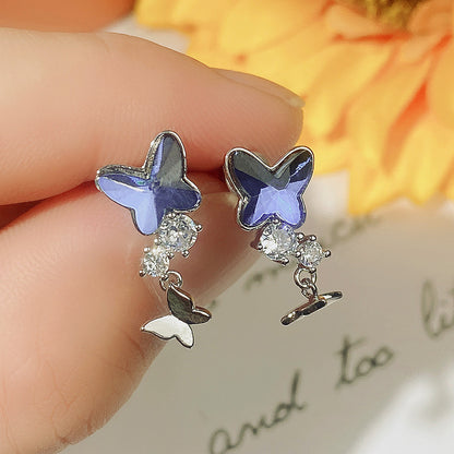 Women's High-grade Crystal Bow Earrings-Jewearrings