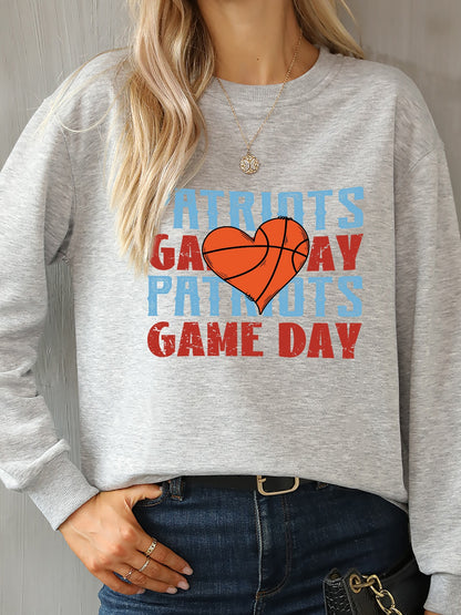 PATRIOTS GAME DAY Round Neck Dropped Shoulder Sweatshirt-Jewearrings