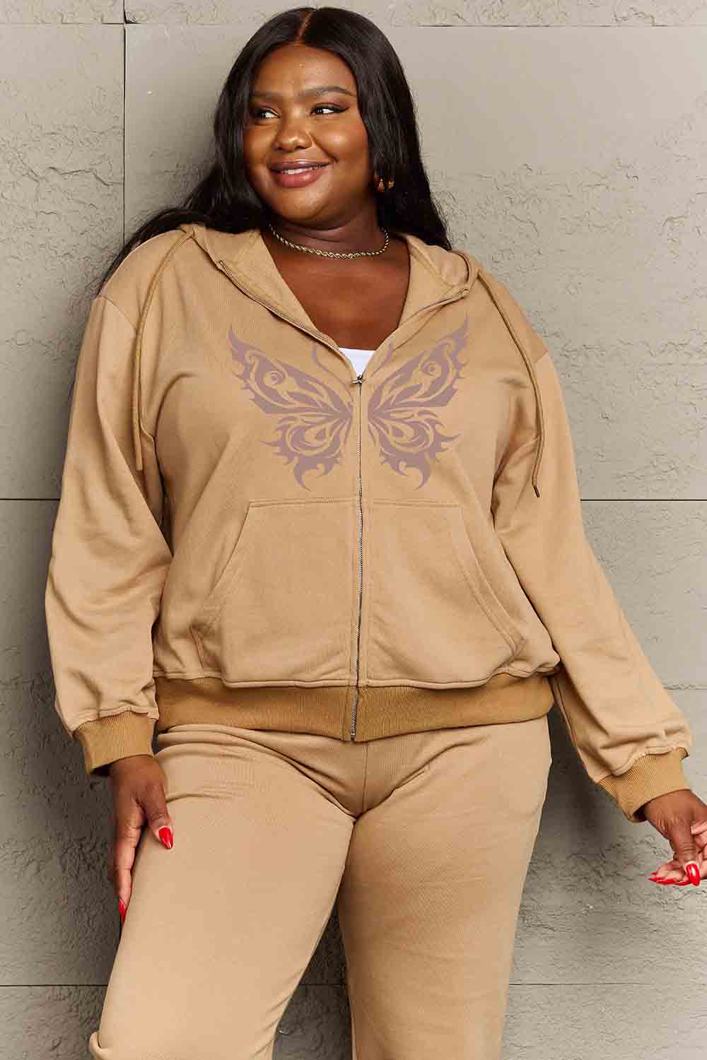 Simply Love Full Size Butterfly Graphic Hoodie-Jewearrings