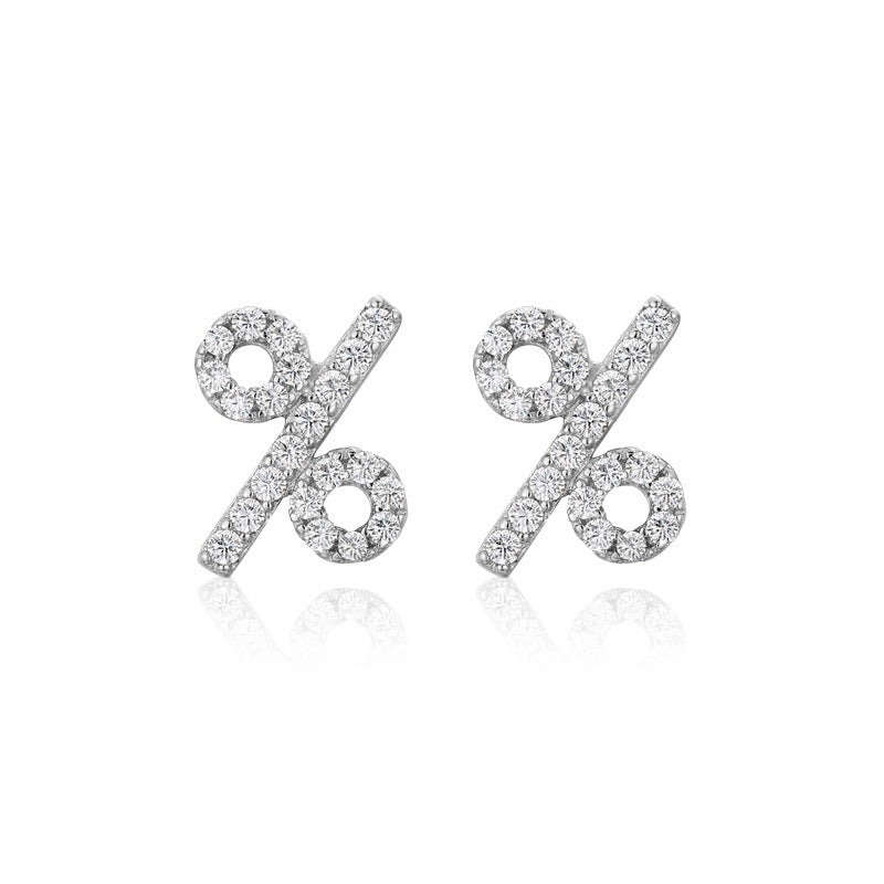 S925 Sterling Silver Percent Size Earrings-Jewearrings