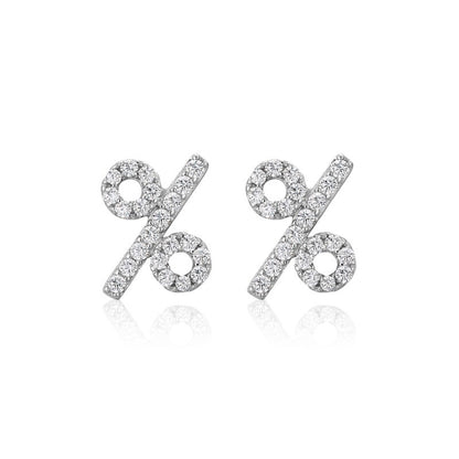 S925 Sterling Silver Percent Size Earrings-Jewearrings