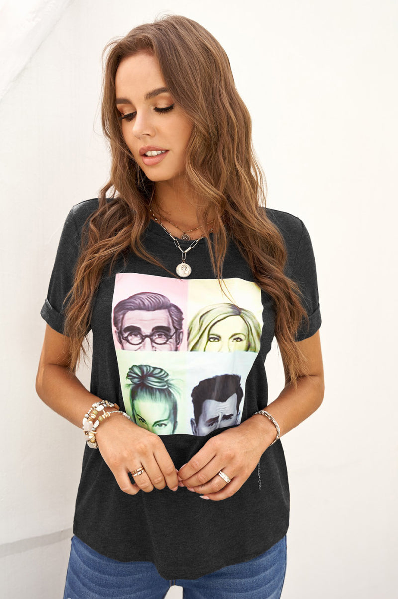 Portraits Graphic Print Tee-Jewearrings