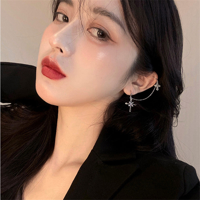 Retro Niche High-end Cross Earrings Ear Bone Clip-Jewearrings