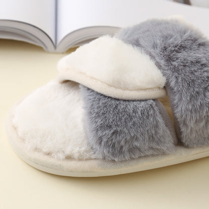 Faux Fur Twisted Strap Slippers-Jewearrings