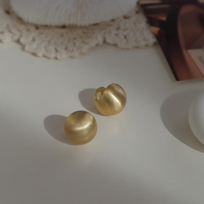 Brushed Ball Earrings Ear Clip Frosted And Matte Semicircle Frosty Style Stud Earrings-Jewearrings