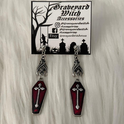 Women's Fashion Gothic Coffin Cross Earrings-Jewearrings