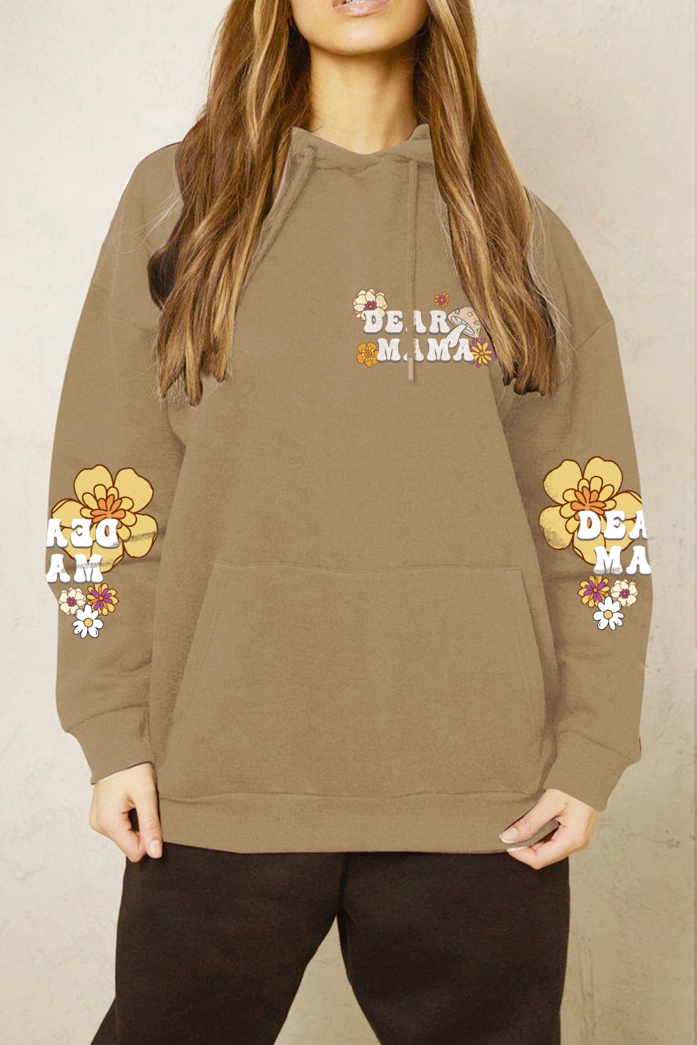 Simply Love Simply Love Full Size DEAR MAMA Flower Graphic Hoodie-Jewearrings