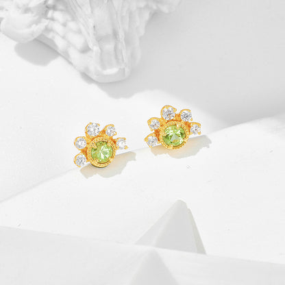 S925 Silver Plated 14K Gold Olivine Earrings-Jewearrings