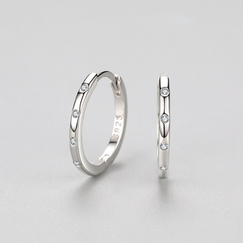 S925 Sterling Silver Simple Micro-set Earrings-Jewearrings