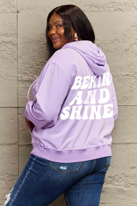 Simply Love Full Size BE KIND AND SHINE Graphic Hoodie-Jewearrings