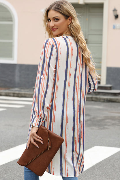 Striped High-Low Longline Shirt-Jewearrings