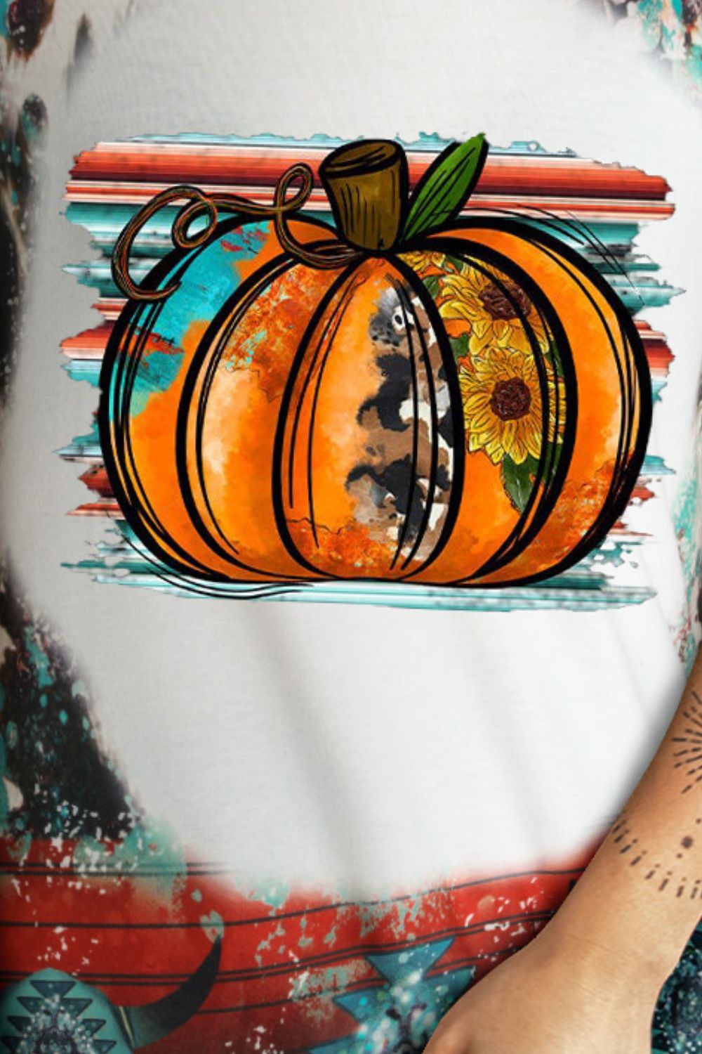 Pumpkin Graphic Round Neck Short Sleeve Tee-Jewearrings