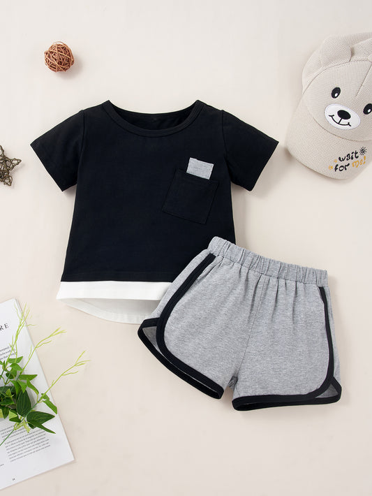 Round Neck Short Sleeve T-Shirt and Shorts Set-Jewearrings