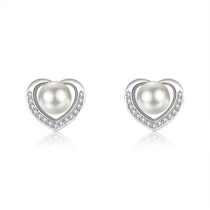 Pearl Studs Heart-shaped Earrings-Jewearrings