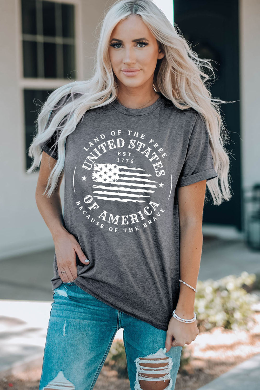 US Flag Graphic Short Sleeve Tee-Jewearrings