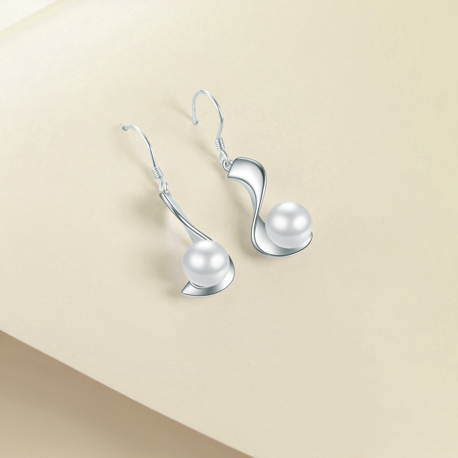 Sterling Silver Pearl Earrings Dangle Drop Earrings Fine Jewelry for Women 8mm Pearl-Jewearrings