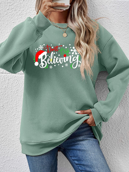 Letter Graphic Long Sleeve Sweatshirt-Jewearrings