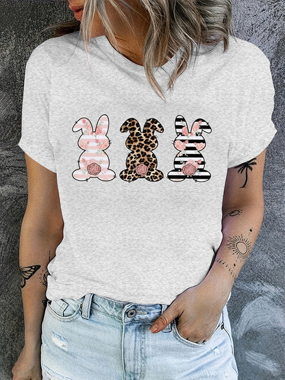 Rabbit Graphic Round Neck Short Sleeve T-Shirt-Jewearrings