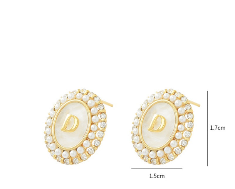 Pearl S925 Silver Needle Stud Earrings Korean Temperament Earrings-Jewearrings