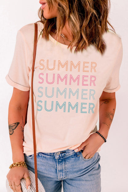 SUMMER Cuffed Round Neck Tee-Jewearrings