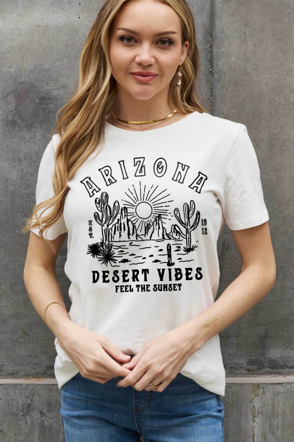 Simply Love Simply Love Full Size ARIZONA DESERT VIBES FEEL THE SUNSET Graphic Cotton Tee-Jewearrings