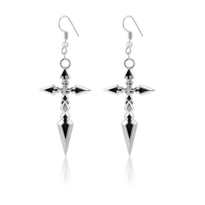 Electroplating Epoxy Cross Zinc Alloy Earrings-Jewearrings