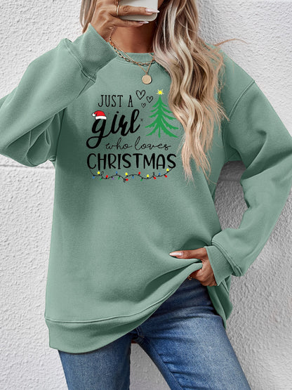 Letter Graphic Round Neck Sweatshirt-Jewearrings