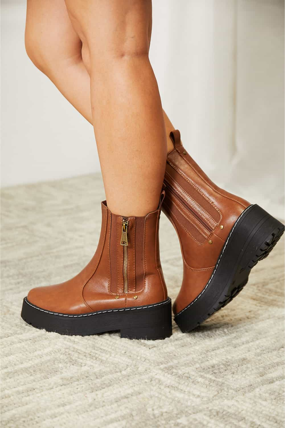 Forever Link Side Zip Platform Boots-Jewearrings