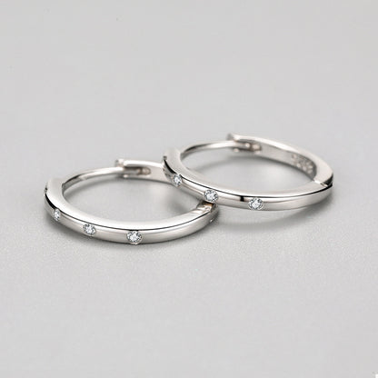 S925 Sterling Silver Simple Micro-set Earrings-Jewearrings