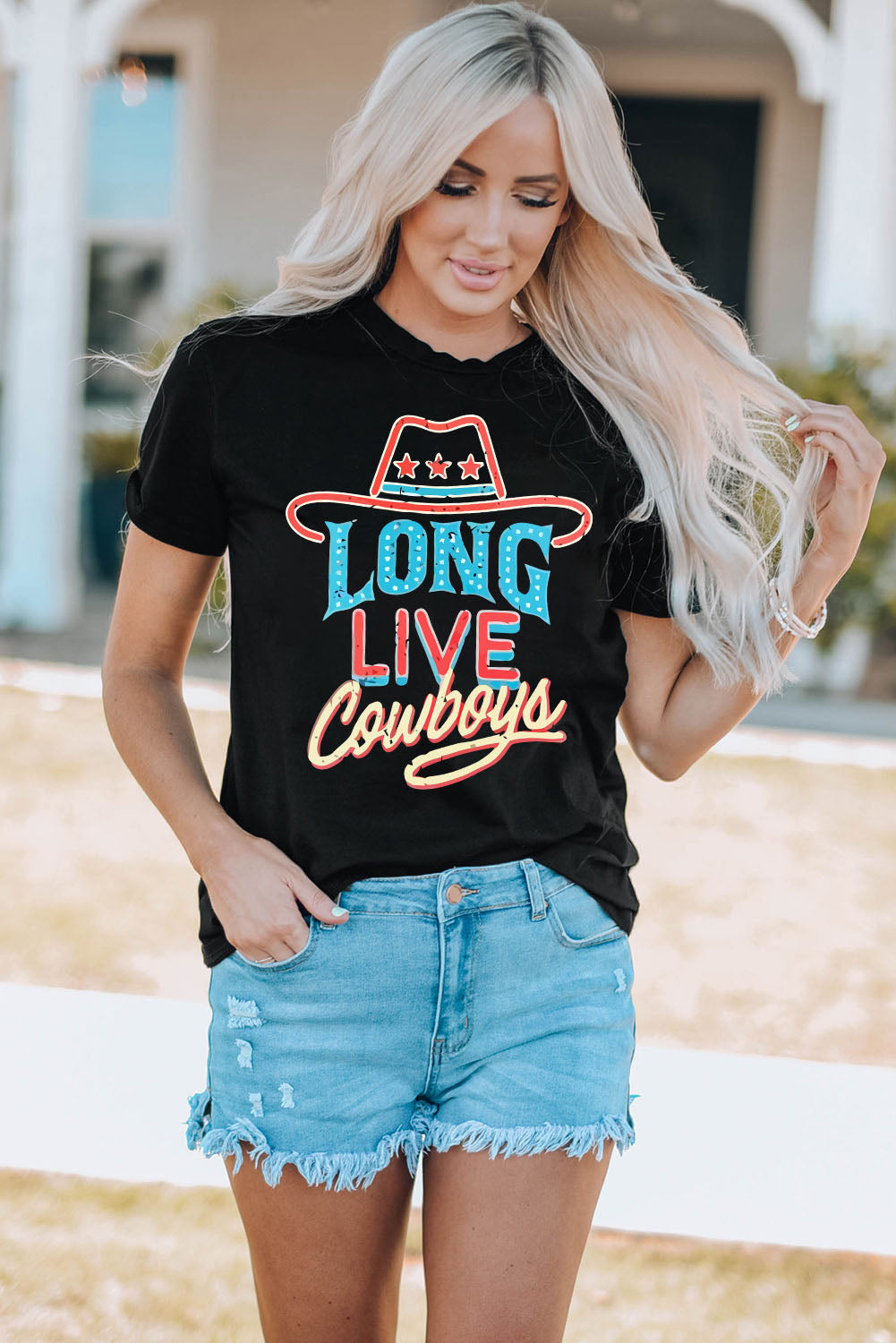 LONG LIVE COWBOYS Graphic Tee Shirt-Jewearrings