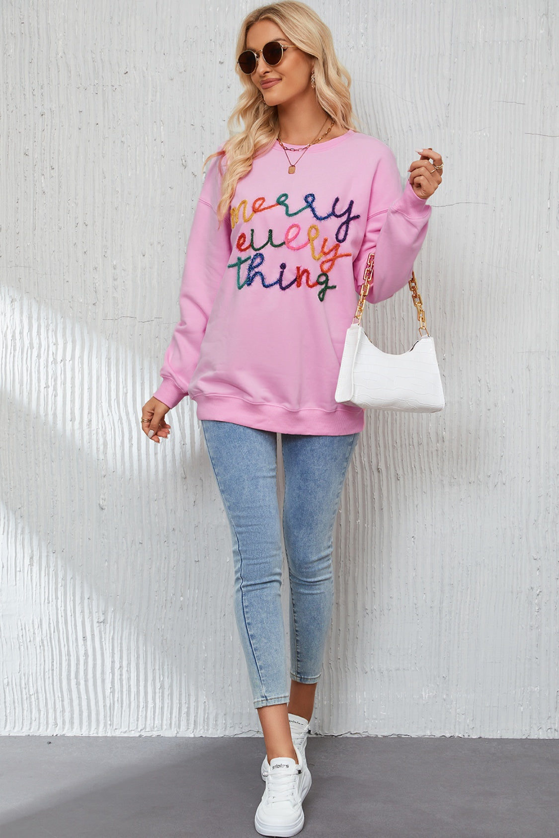 Letter Graphic Dropped Shoulder Sweatshirt-Jewearrings