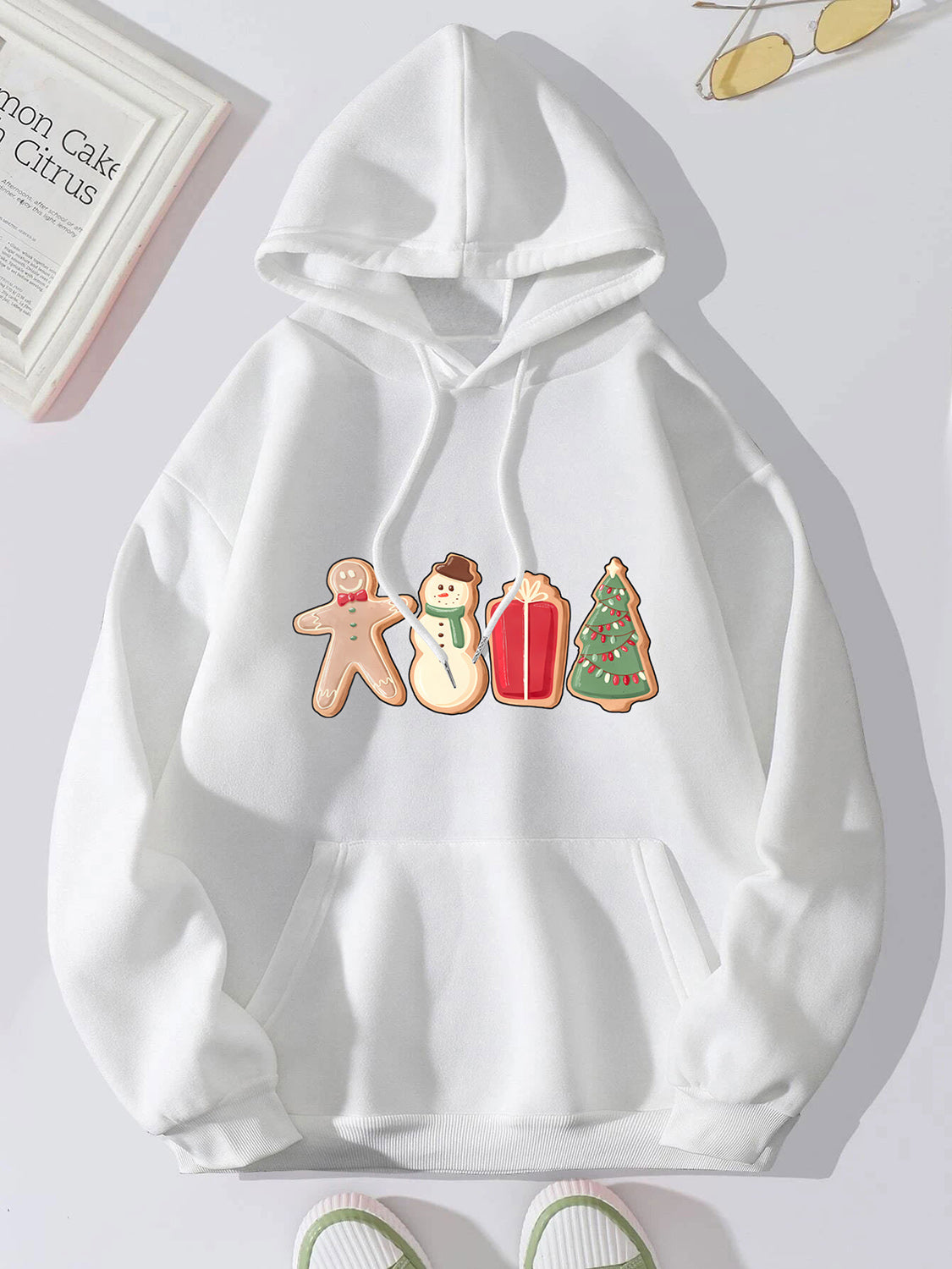 Graphic Drawstring Hoodie with Pocket-Jewearrings